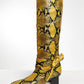 Rosetta Getty Yellow Snake-Print Leather Boots 37
