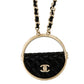 Chanel 2023 Leather & Resin Quilted Flap Bag Pendant Necklace
