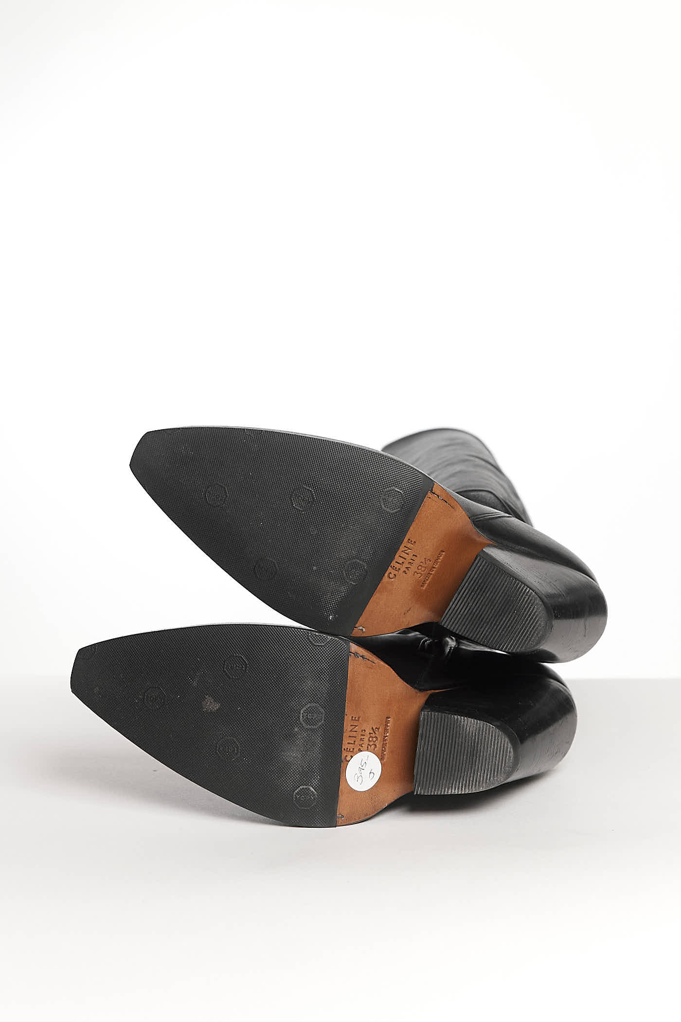 Celine Black Leather Cowboy Western Boots 38.5