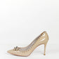 Mui Miu Leather Beige Bow Studded High Heel 40