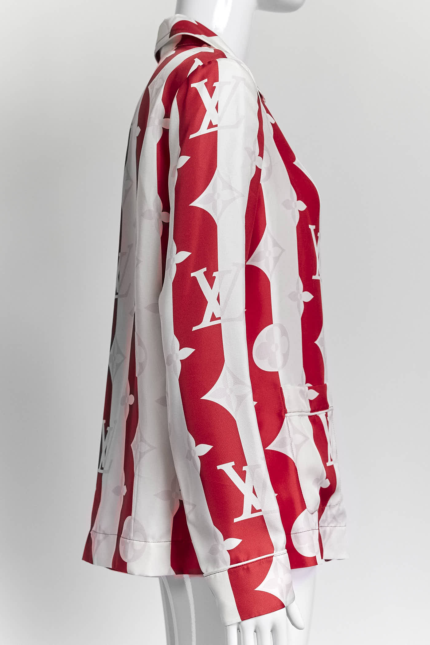 Louis Vuitton Red/White Monogram Print Silk Shirt 36