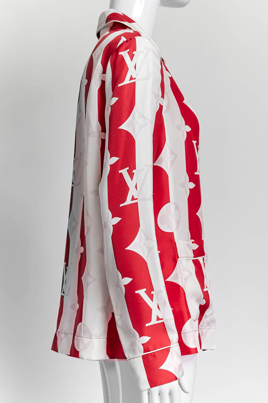 Louis Vuitton Red/White Monogram Print Silk Shirt 36