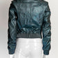 Burberry Metallic Blue Leather Jacket UK8
