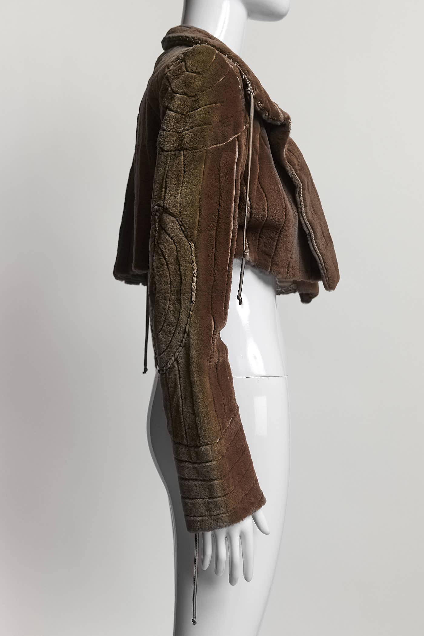 J.MENDEL Brown Fur Cropped Jacket