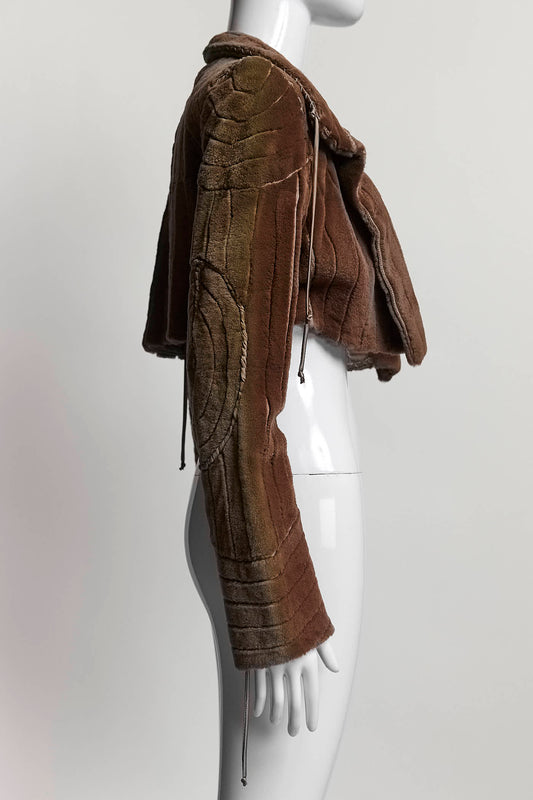 J.MENDEL Brown Fur Cropped Jacket