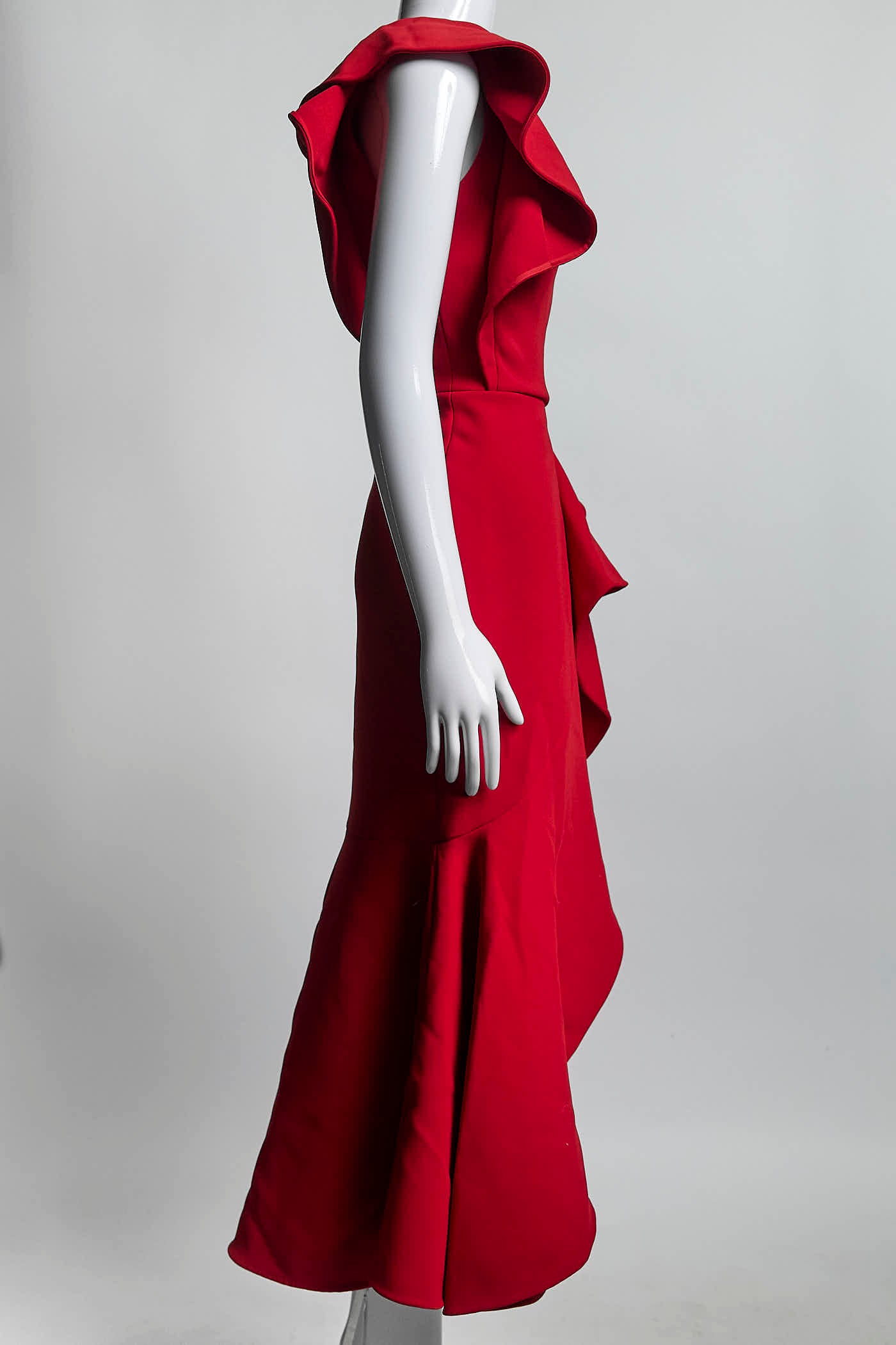 Elie Saab Red Ruffled Dress 36
