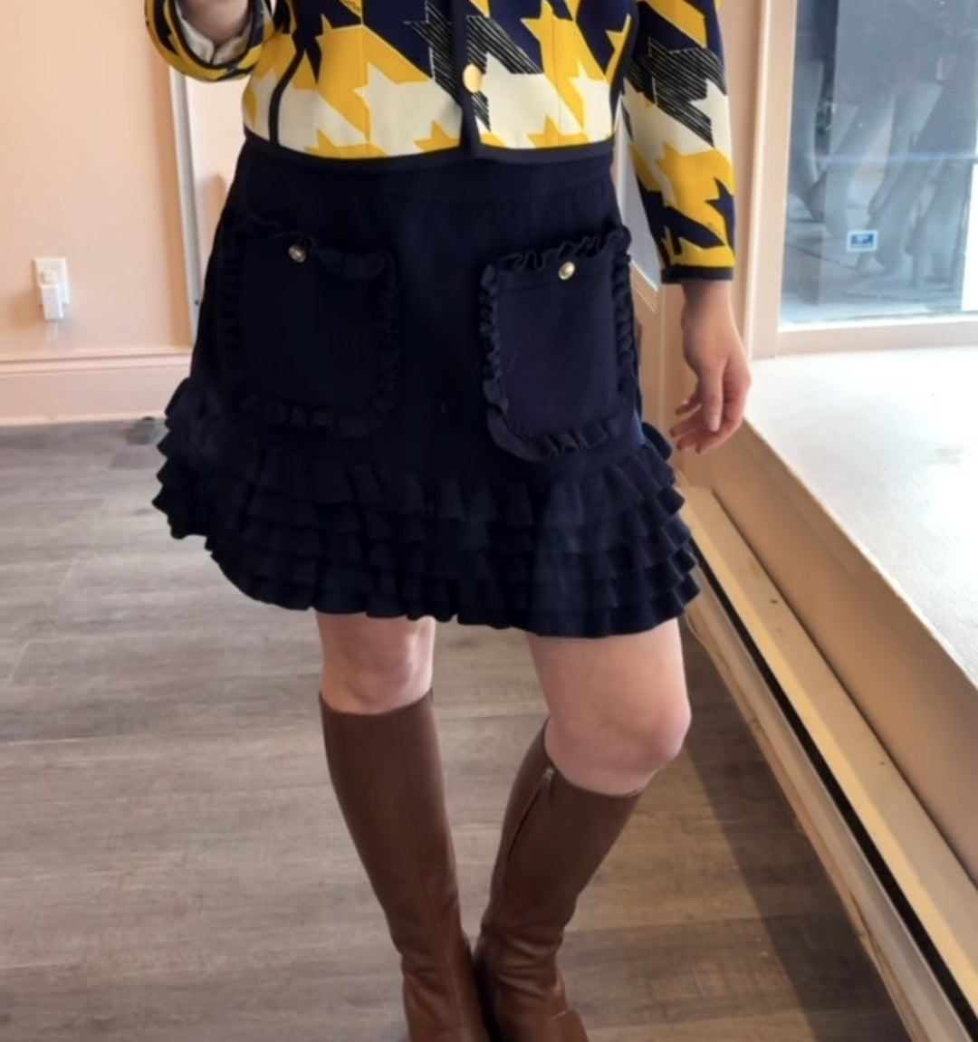 Chanel Navy Knit Skirt 40