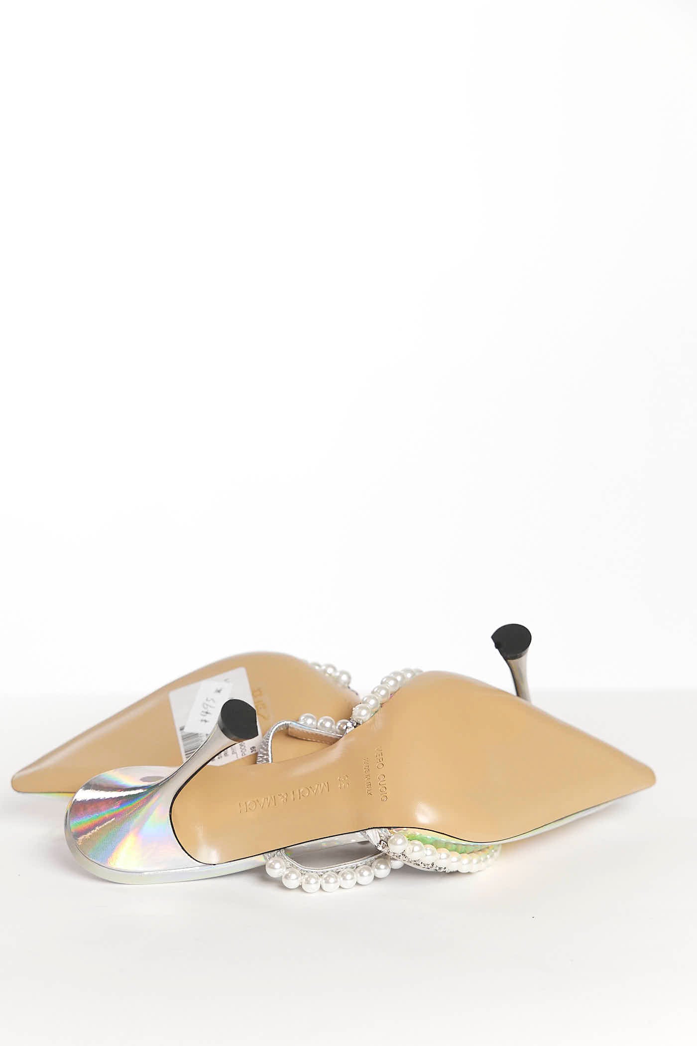 MACH & MACH Silver Diamond & Pearls Mules 39