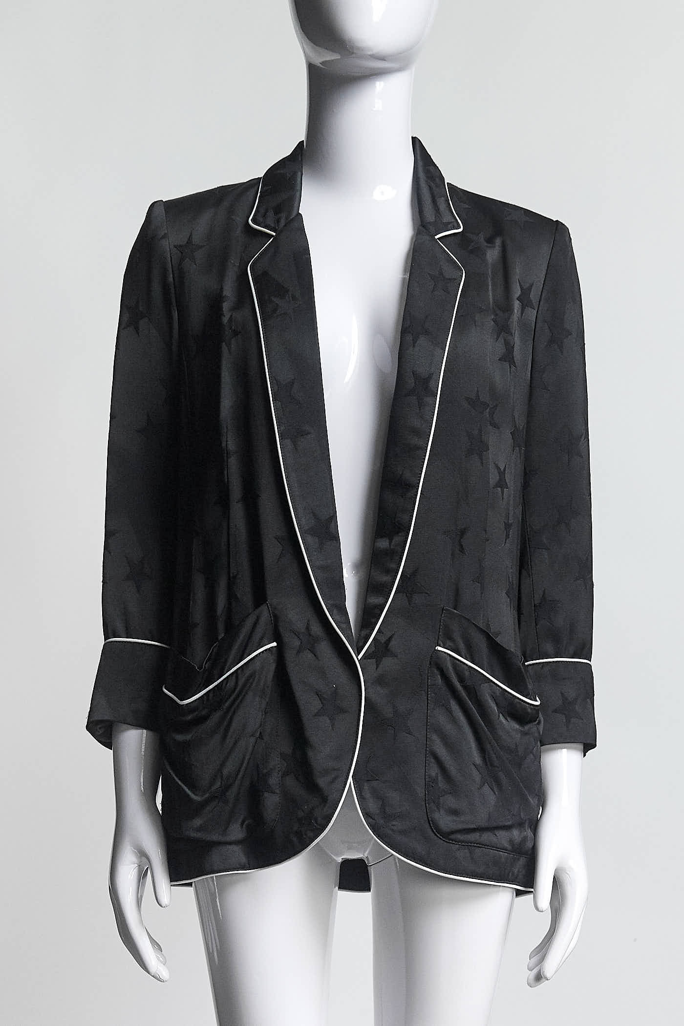 Smythe Black Cropped Jacket with White Pipeline 6