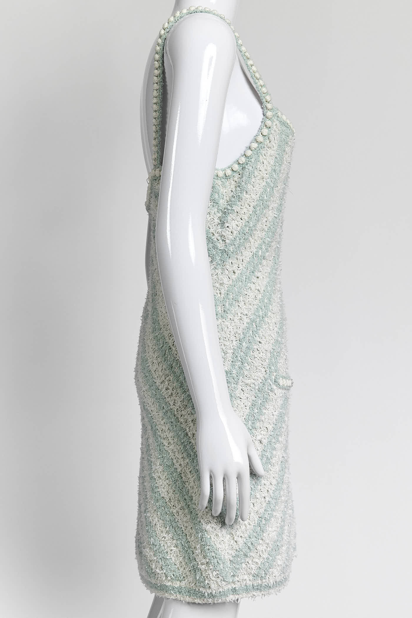 Chanel Mint Green Tweed Strap Dress 40