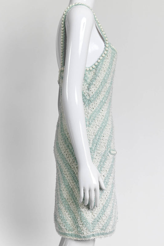 Chanel Mint Green Tweed Strap Dress 40
