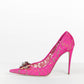 DOLCE AND GABBANA RAINBOW LACE PUMPS WITH CRYSTAL EMBELLISHMENT