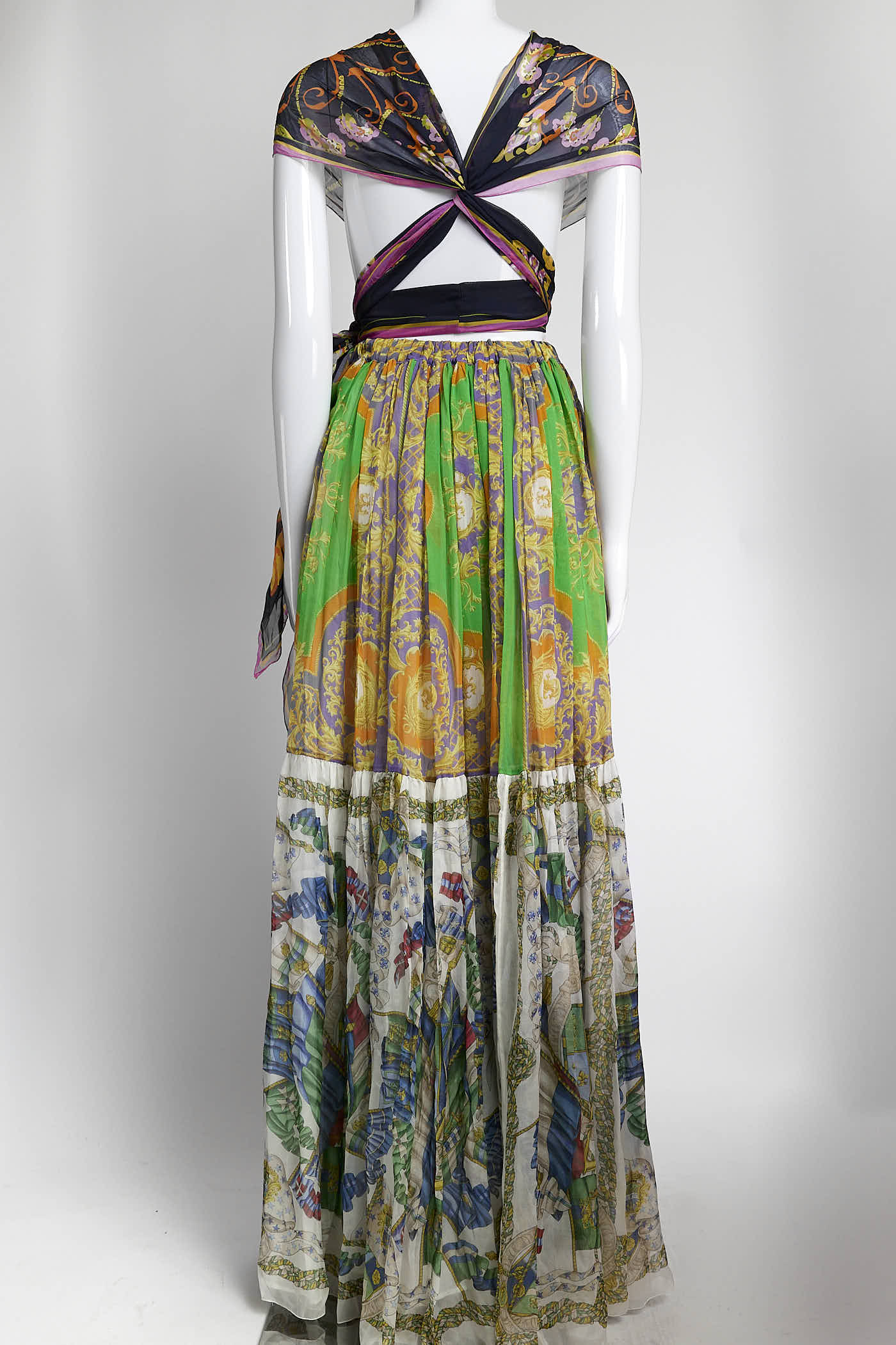 Dolce & Gabbana D&G Patterned Silk Long Skirt 38
