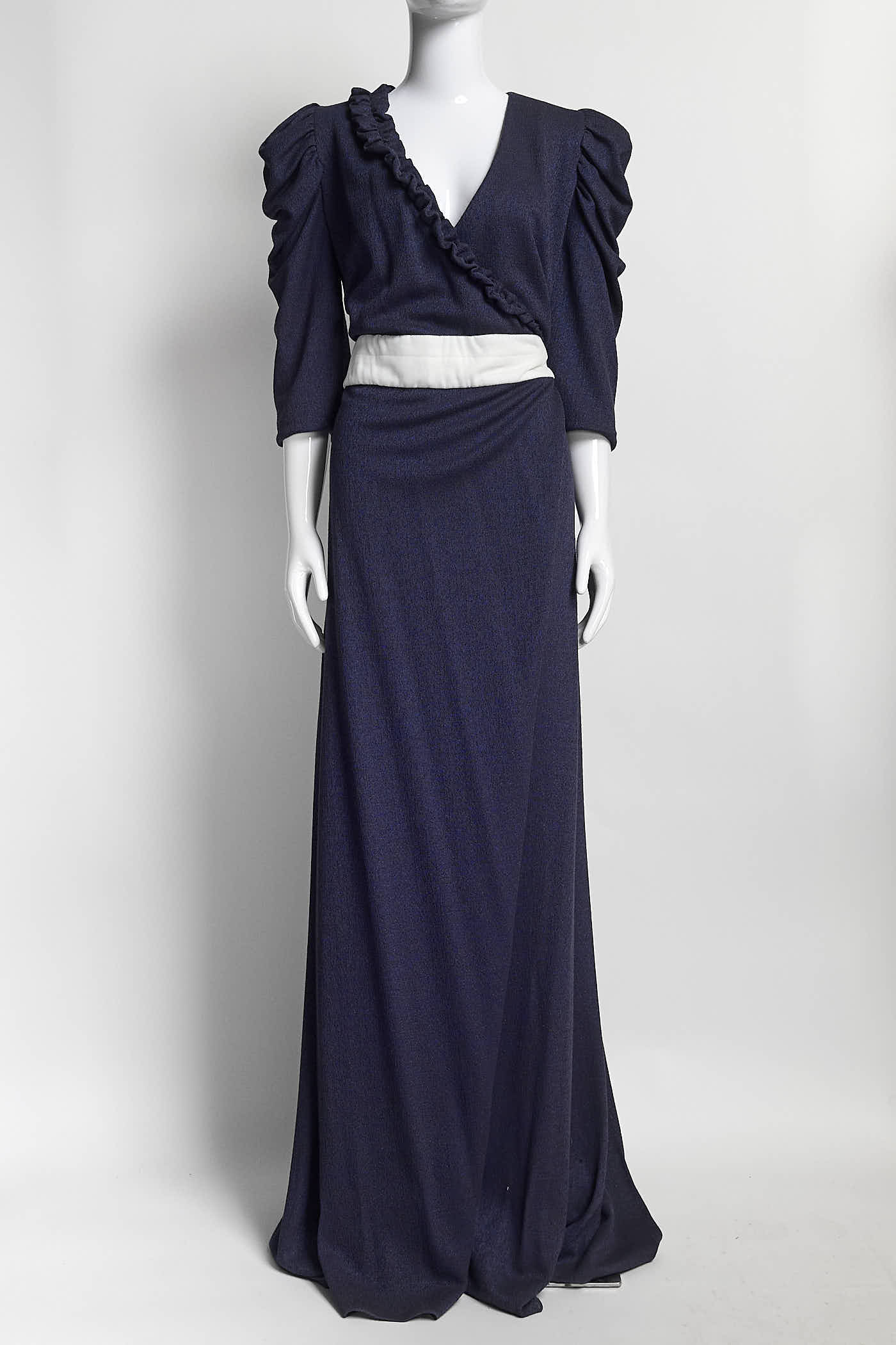 Hellessy Ruffle Sleeve Blue Wrap Dress