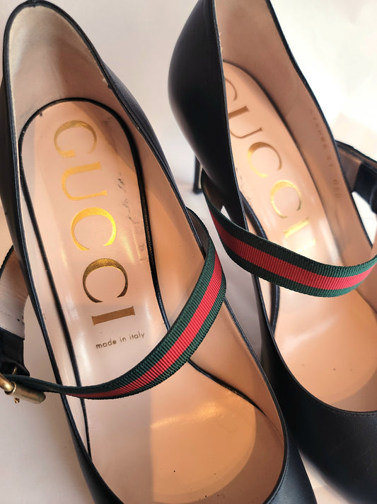 Gucci Black Leather d'orsay Pumps 41