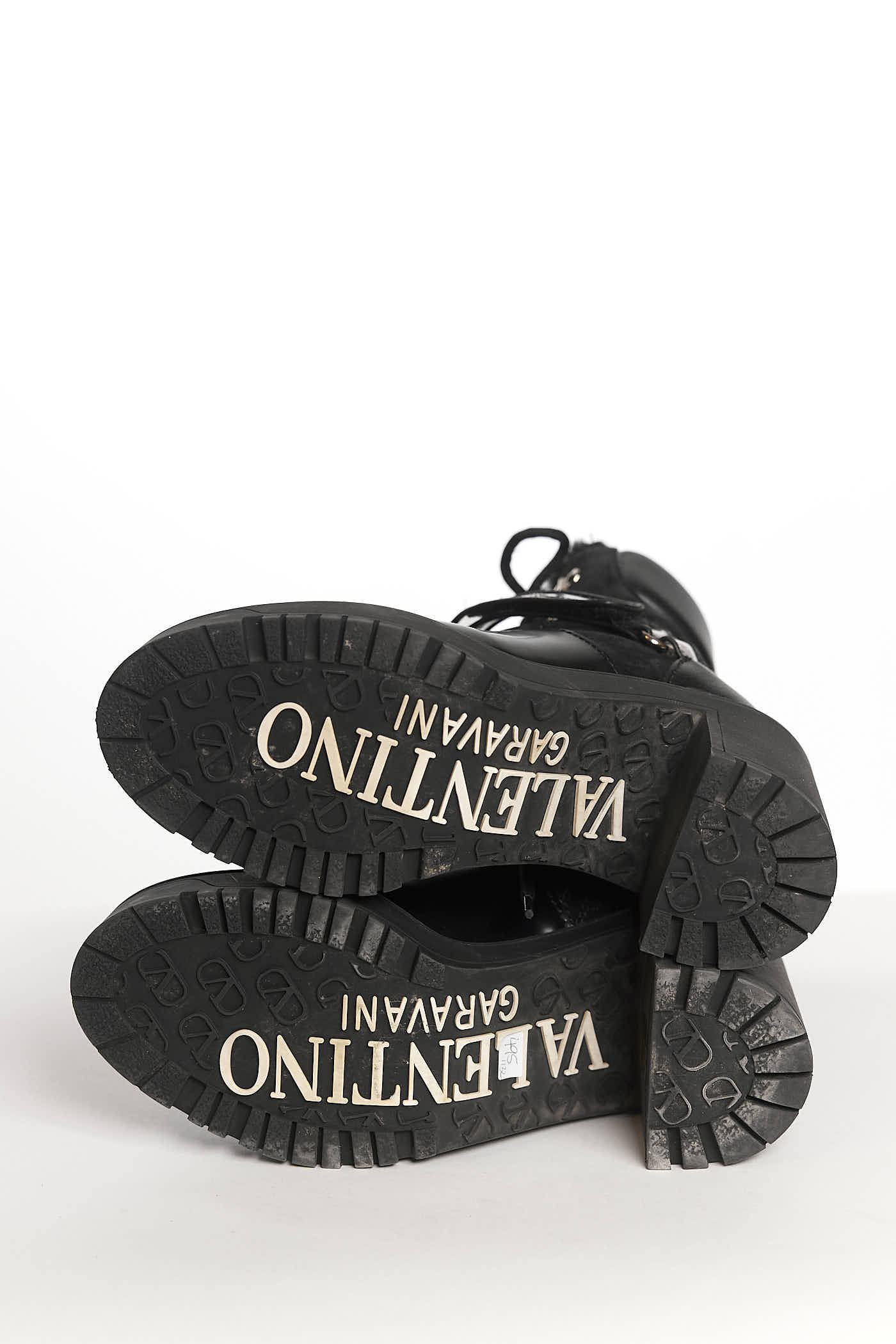Valentino Garavani Black Shearling Platform Boots 36