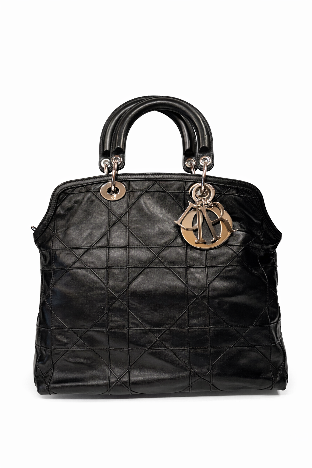 Christian Dior Black Cannage Quilted Lambskin Leather Granville Tote Bag