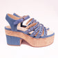 Chanel Denim Blue Chain Detail Ankle Strap Platform Sandals 38