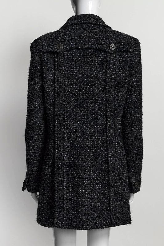 Chanel Fall/Winter 2002 Navy Boucle Tweed Coat 42