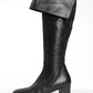 Michael Kors Black Leather Riding Boots with Block Heels 37.5