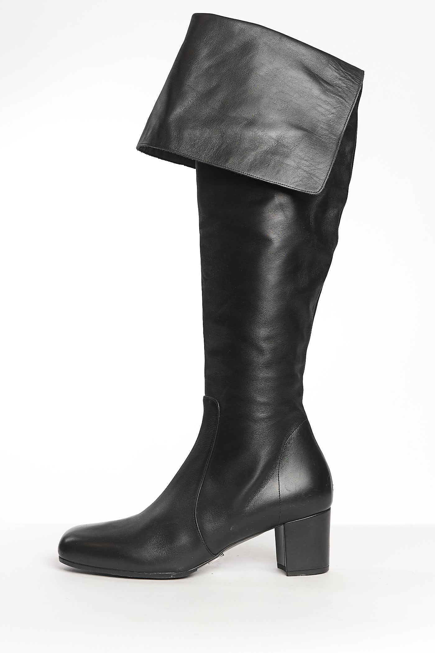Michael Kors Black Leather Riding Boots with Block Heels 37.5