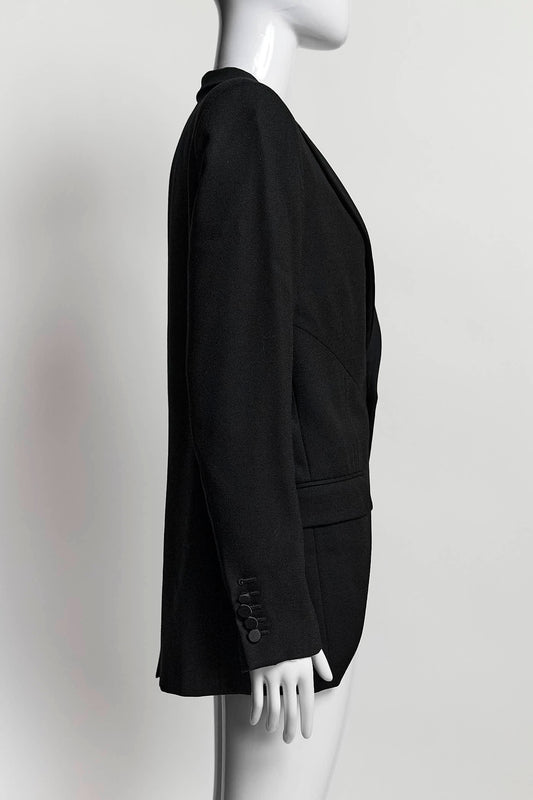 Saint Laurent Black Peaked Lapel Tuxedo Jacket 40