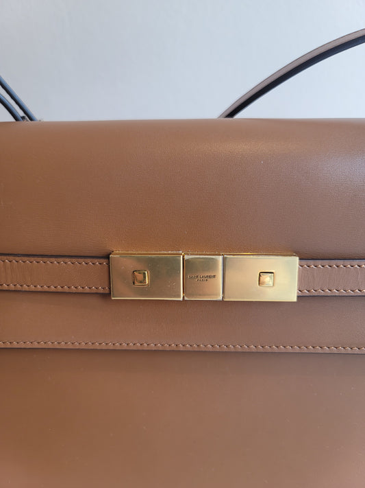 Saint Laurent Smooth Calfskin Manhattan Baguette Cheddar