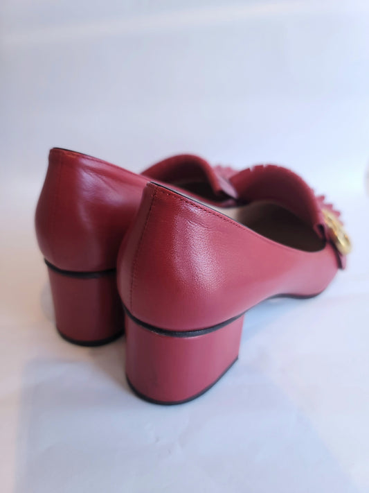 Gucci Red GG Marmont Fringe Heel 37