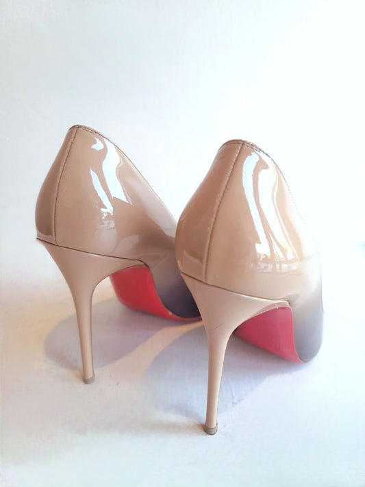 Christian Louboutin Black Nude Ombre Patent Leather Heels 37