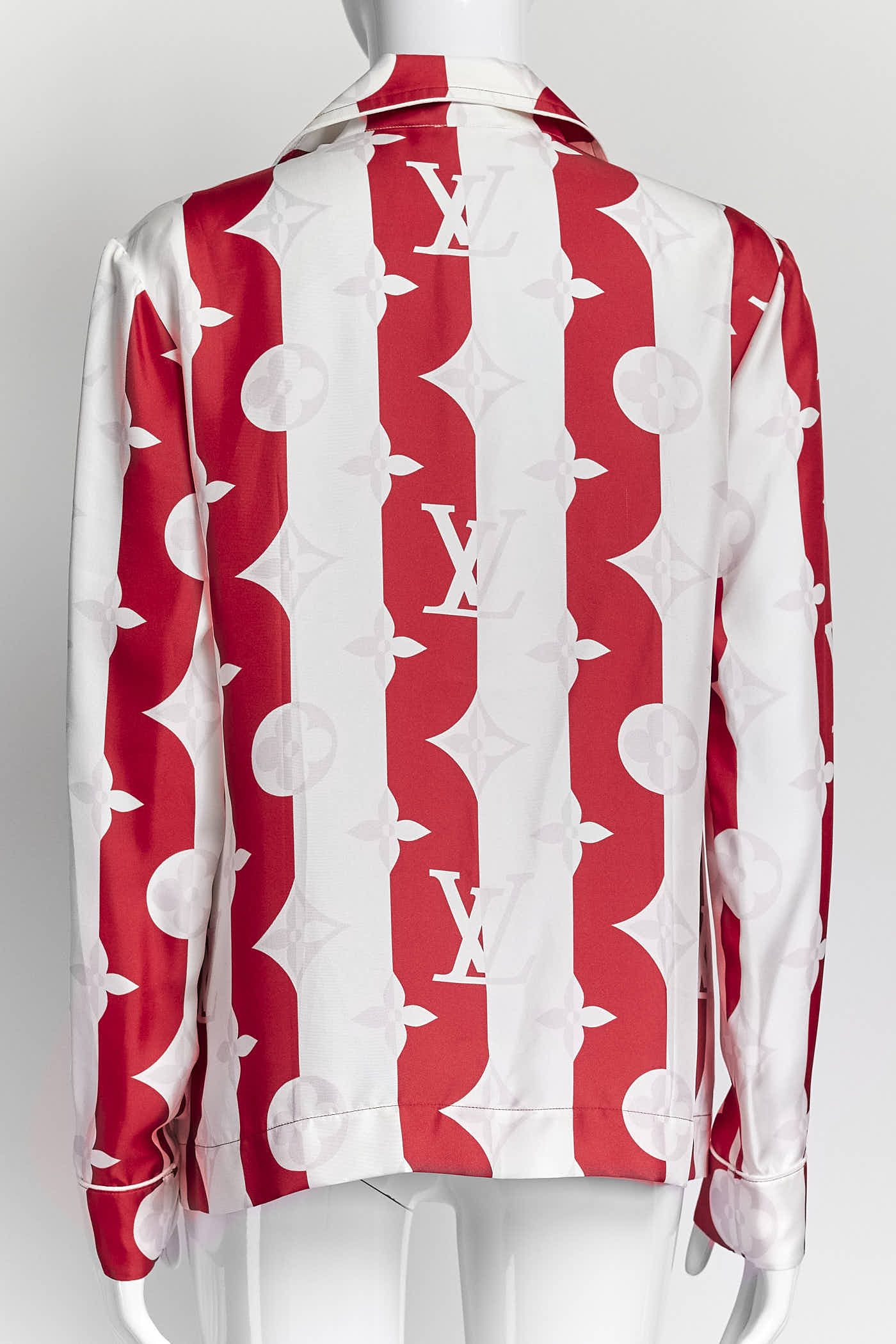 Louis Vuitton Red/White Monogram Print Silk Shirt 36