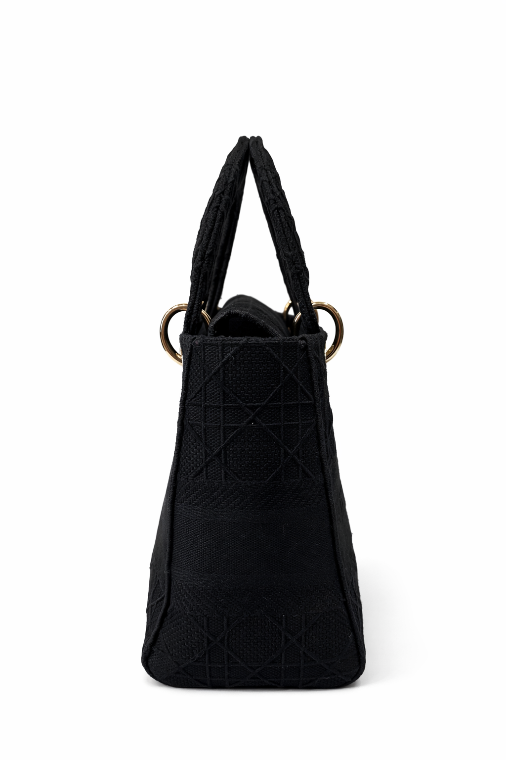 Christian Dior Black Medium Lady D-Lite Bag in Canvas