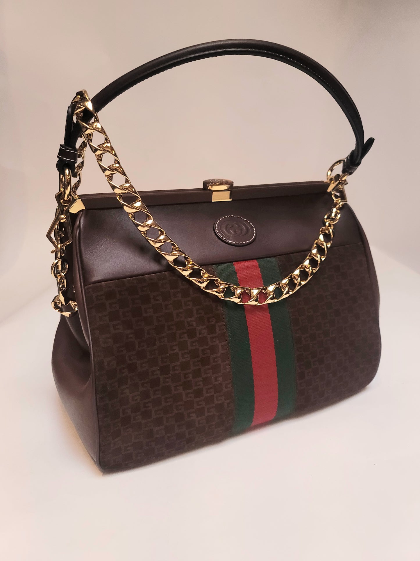 Gucci Suede GG Monogram Mini Virgo Tote Brown
