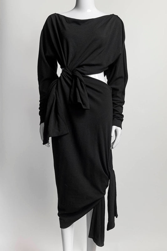 Khaite Black Long Dress with Cutout Detail M