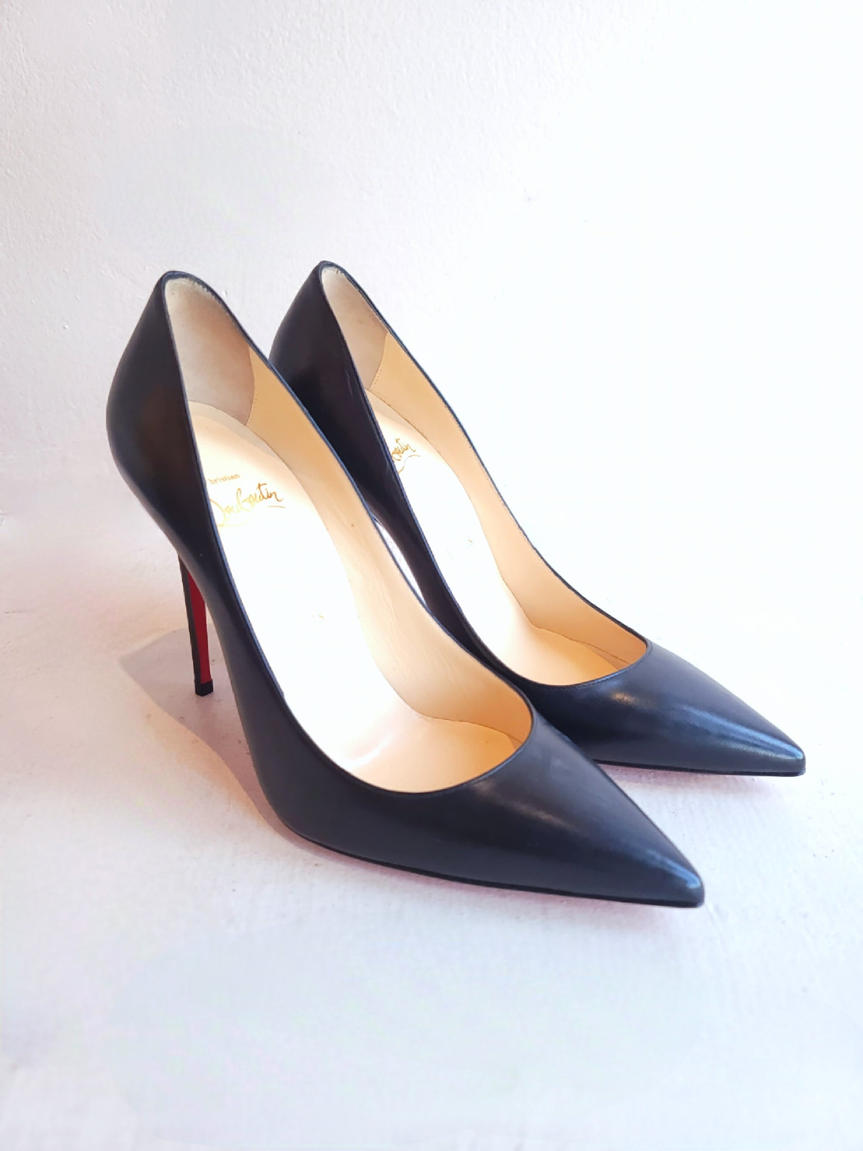 Christian Louboutin Black Matte Leather  Heels 37