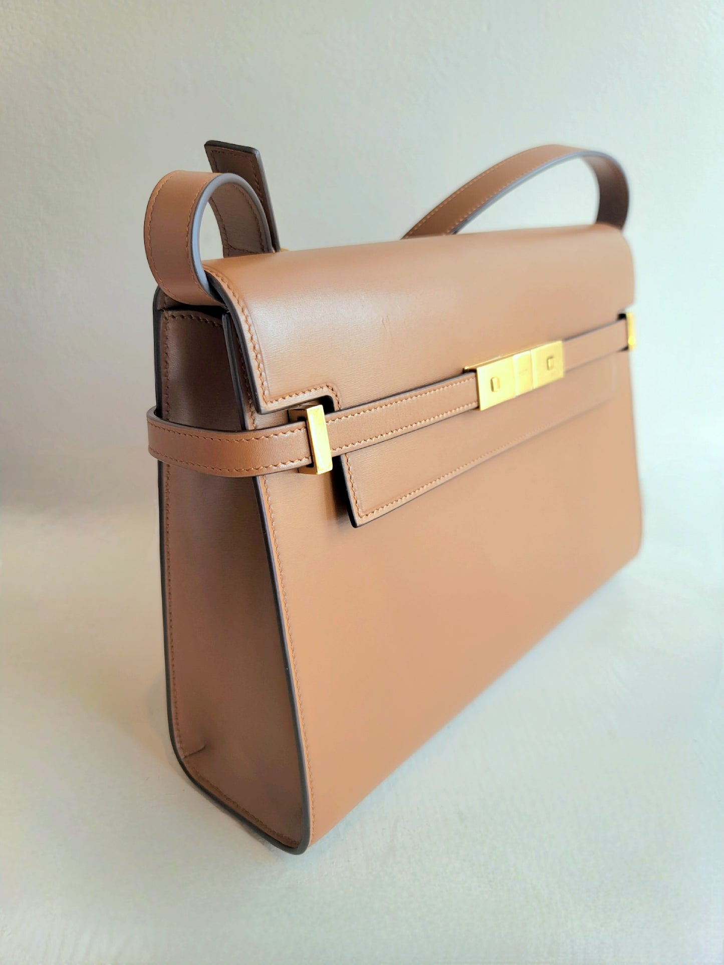 Saint Laurent Smooth Calfskin Manhattan Baguette Cheddar