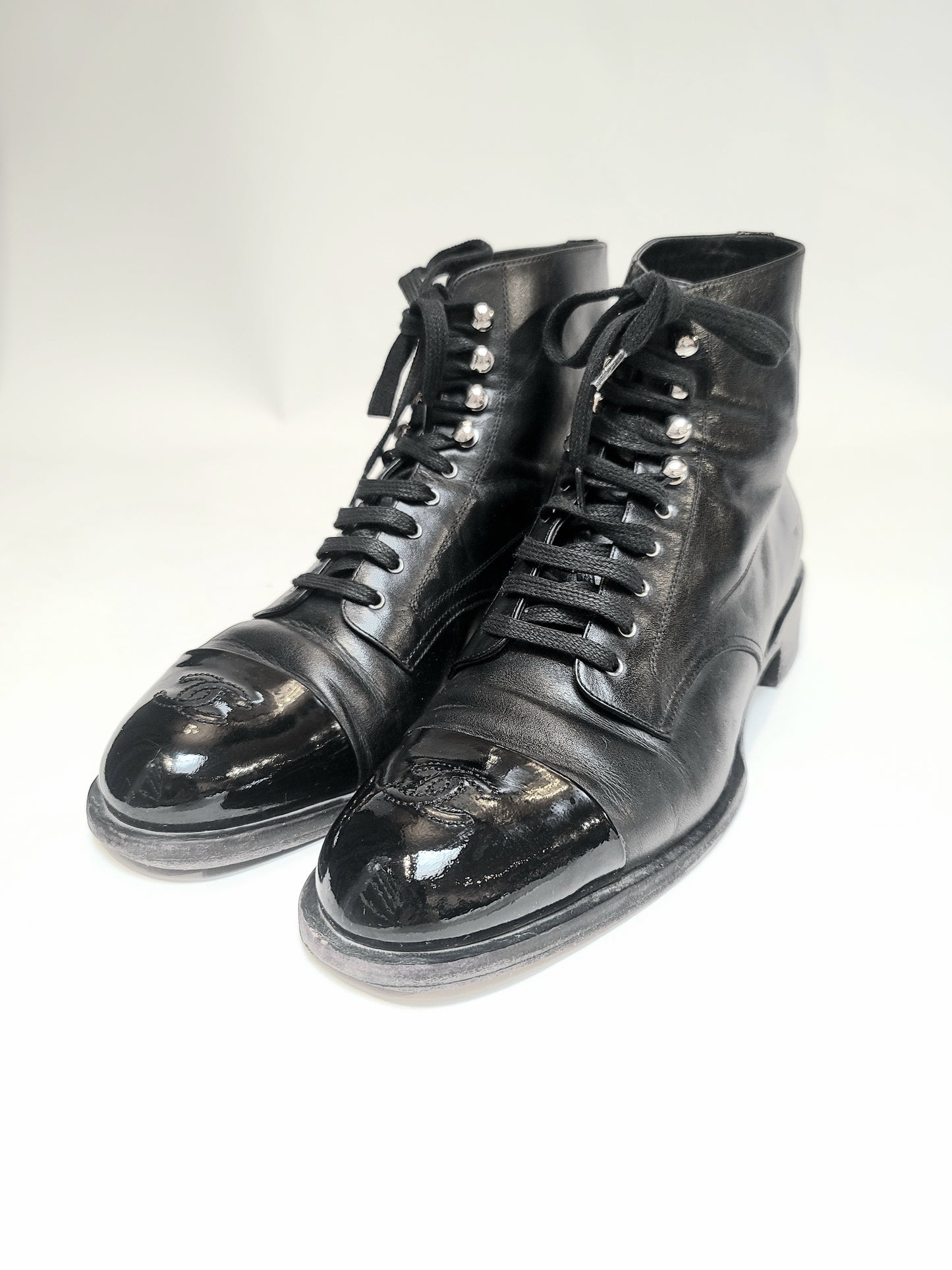 Chanel Interlock CC Logo Black Boots 40