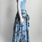 Oscar de Renta Light Blue Floral Dress with Cardigan M