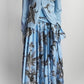 Oscar de Renta Light Blue Floral Dress with Cardigan M