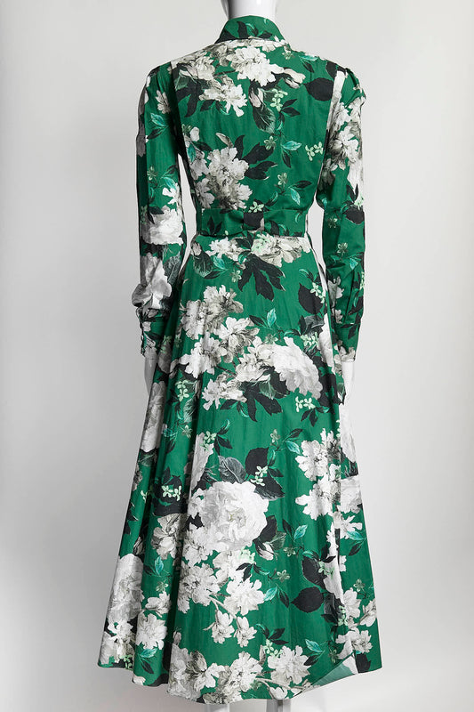 Erdem Green/White Floral Printed Dress 6