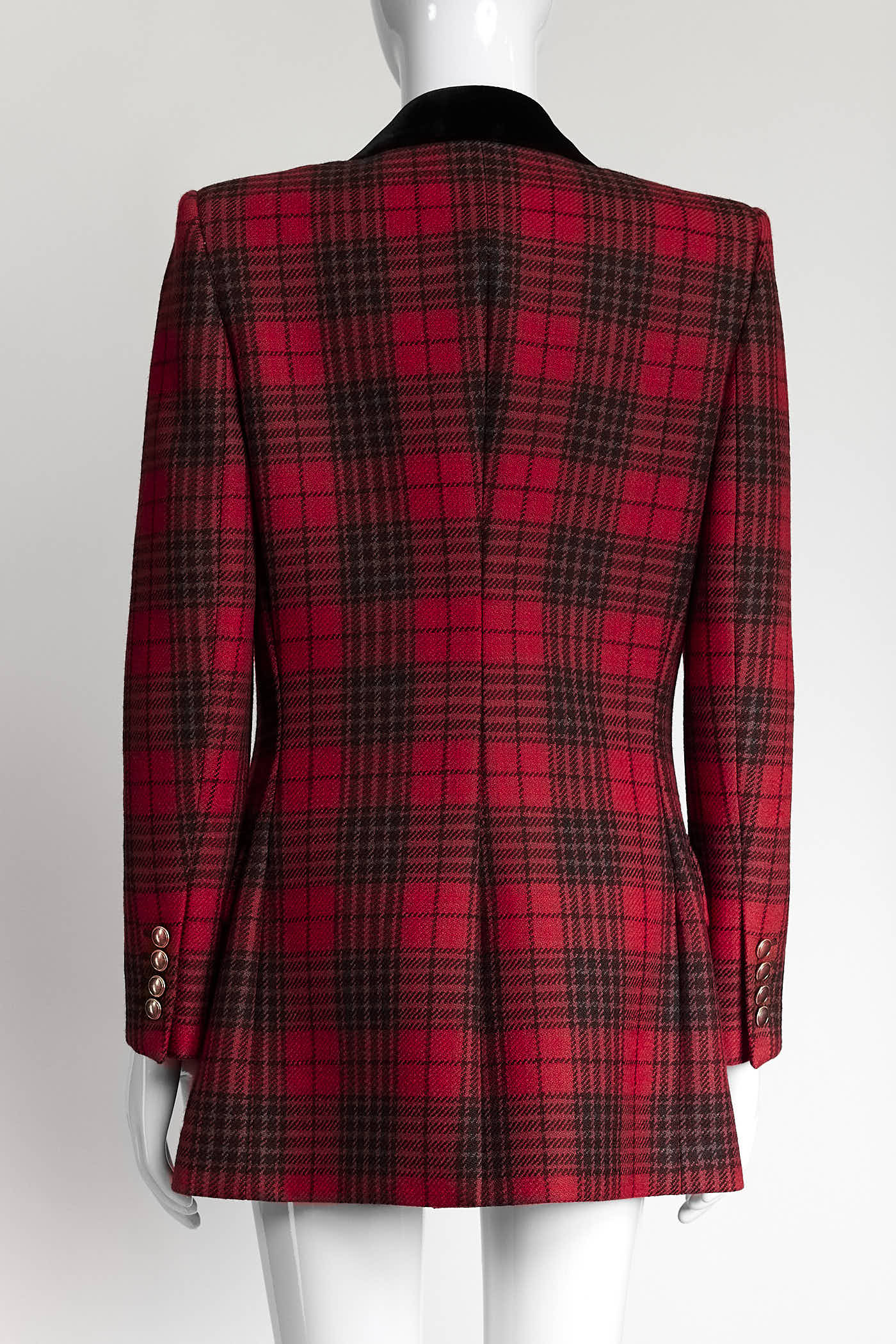 Saint Laurent Red Plaid Wool Blazer 38