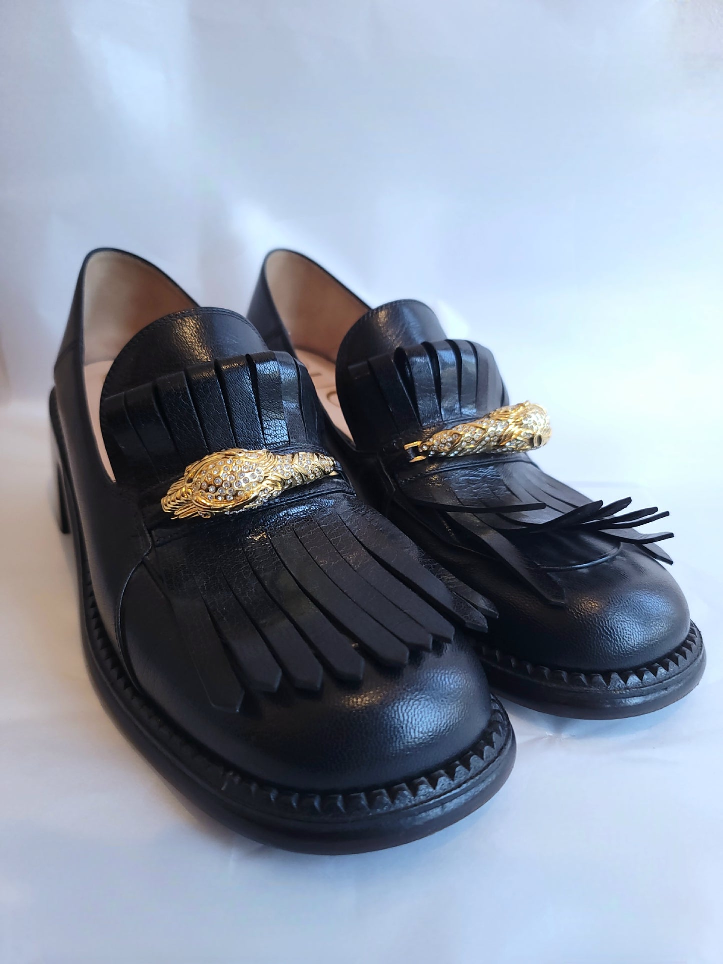 Gucci Dora Black Leather Loafer Pumps 40.5