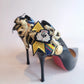 Christian Louboutin Black Patent Heels w/Military Badges and Patches 37