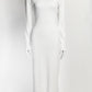 Fendi White FF Zucca Knit Midi Dress 44