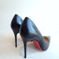 Christian Louboutin Black Matte Leather  Heels 37
