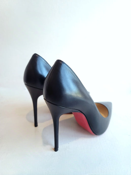 Christian Louboutin Black Matte Leather  Heels 37