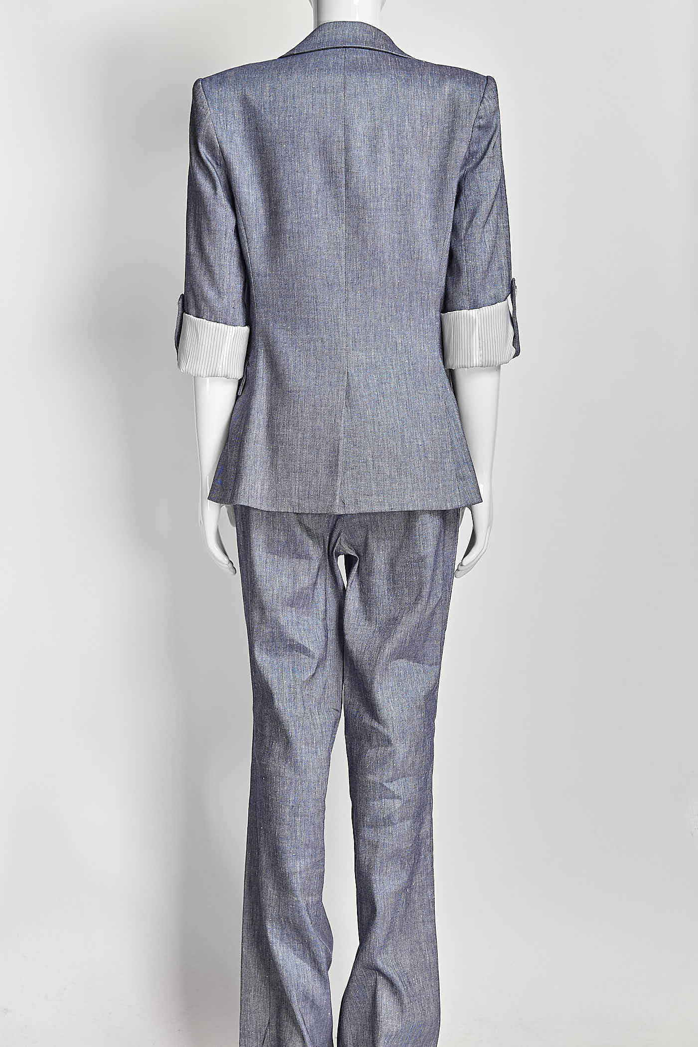 Veronica Beard Blue Rolled Sleeve Blazer with Pant Set 4