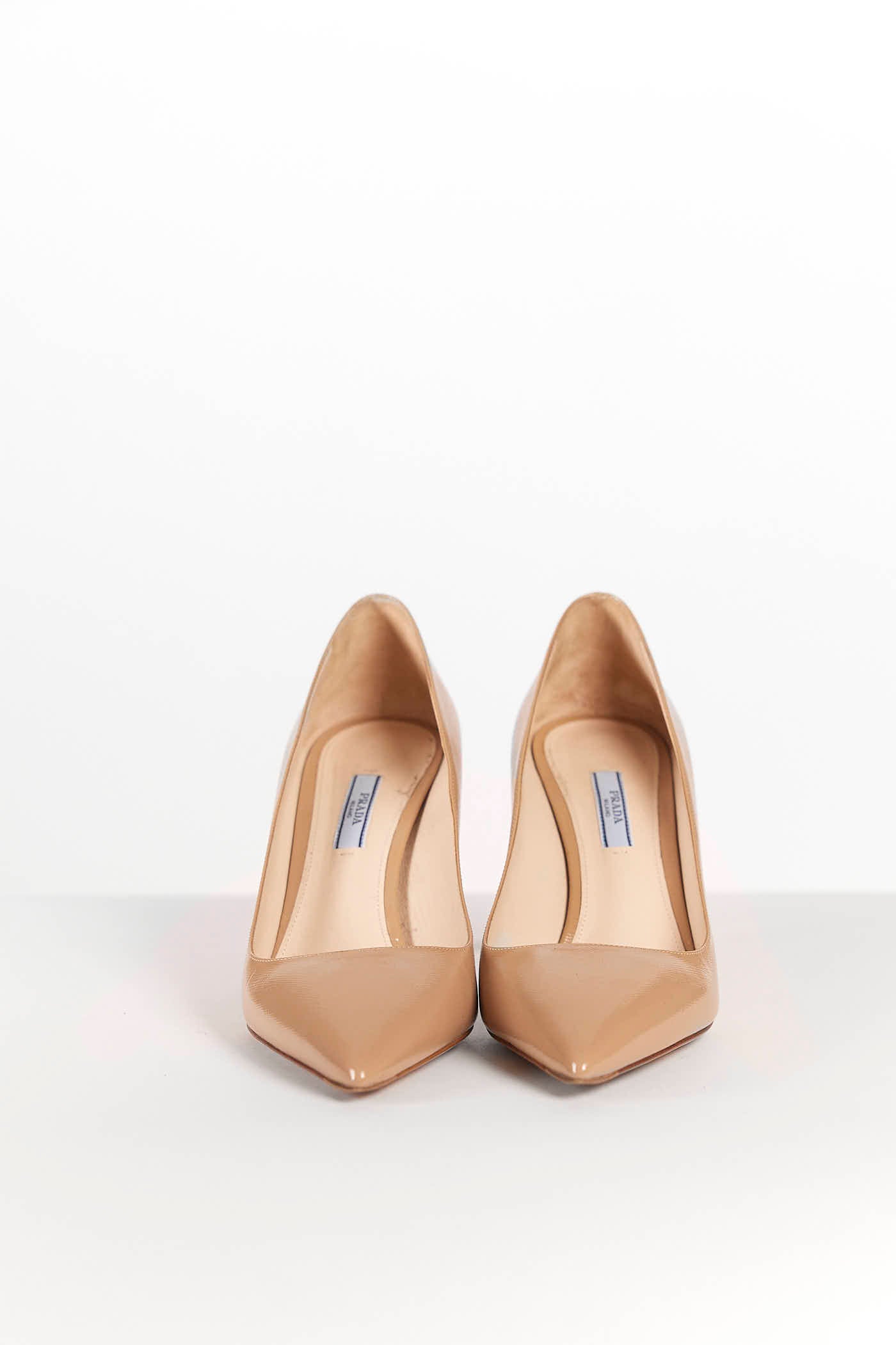 Prada Beige Textured Leather Pumps 41