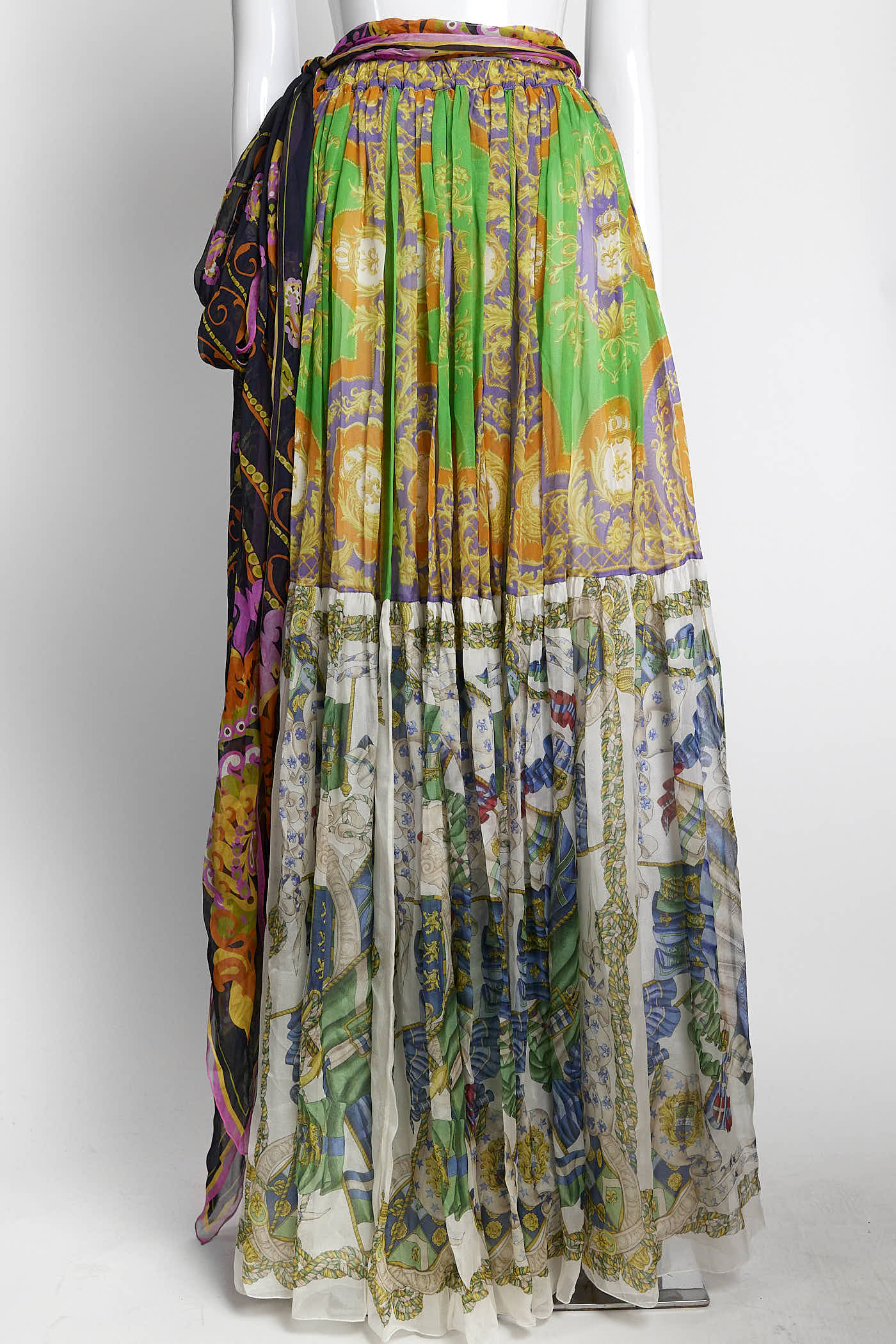 Dolce & Gabbana D&G Patterned Silk Long Skirt 38