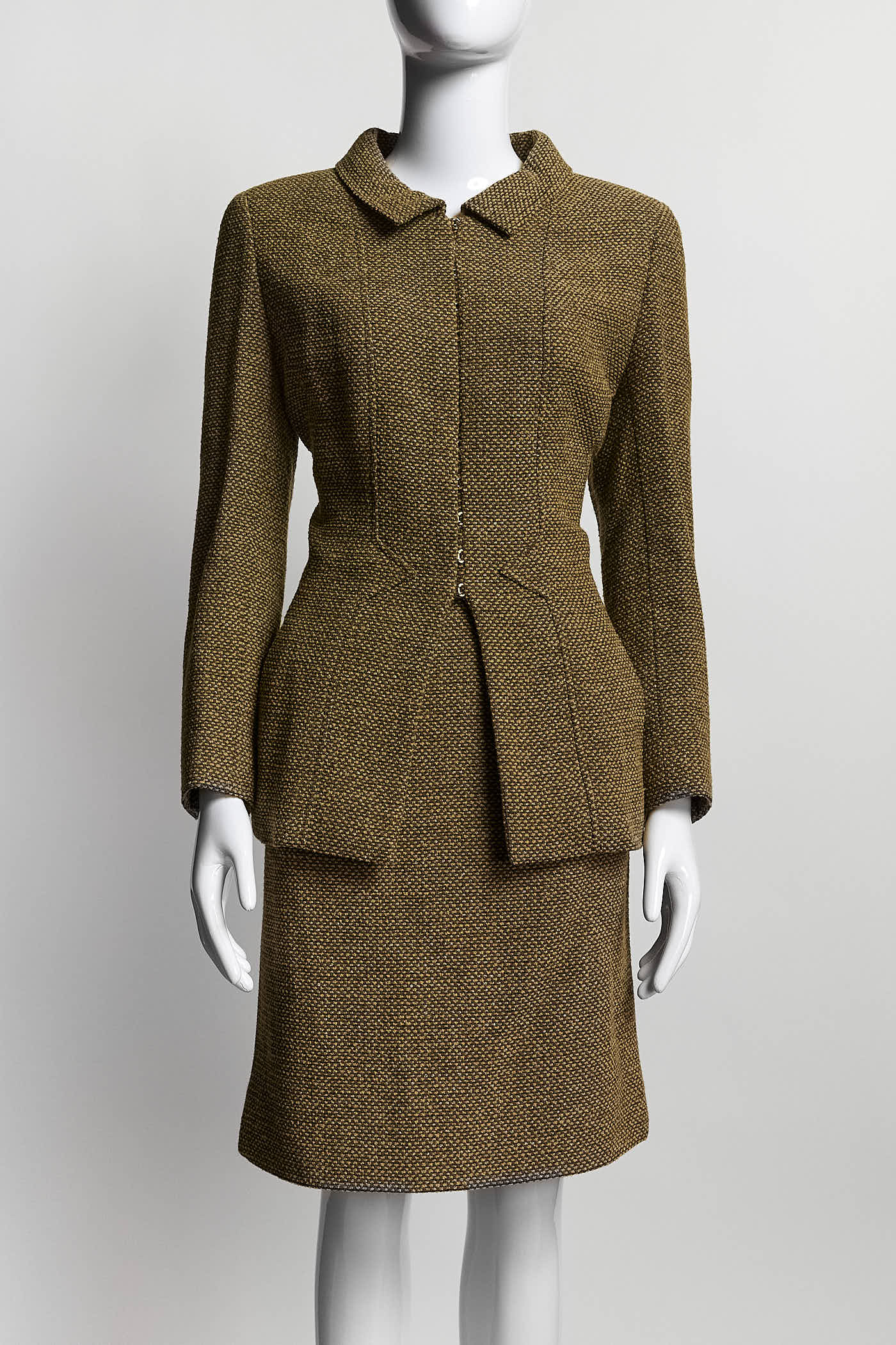 Chanel Earthy Tones Tweed Suit Blazer/Skirt