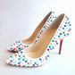 Christian Louboutin White w/Multicolor Spike Studs 37